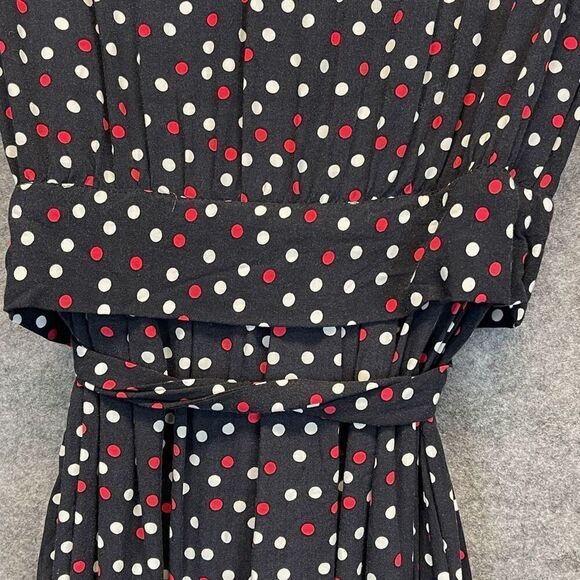 ZARA Dress Size XS Polka Dot Tie Wrap Midi Chic Black Red White V-Neck Ruffle - Picture 13 of 14